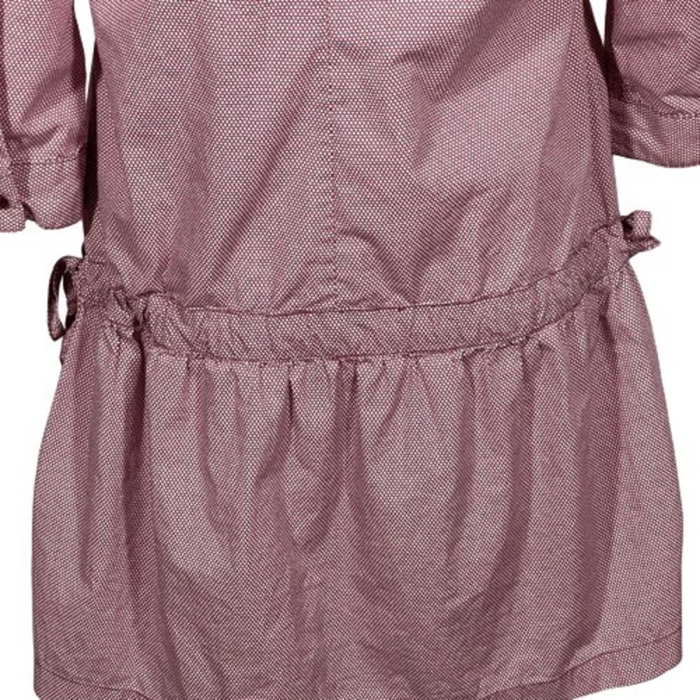 Trovata Polka Dot Dress Burgundy Button Front Cinched Waist Cotton Casual M - Picture 8 of 11